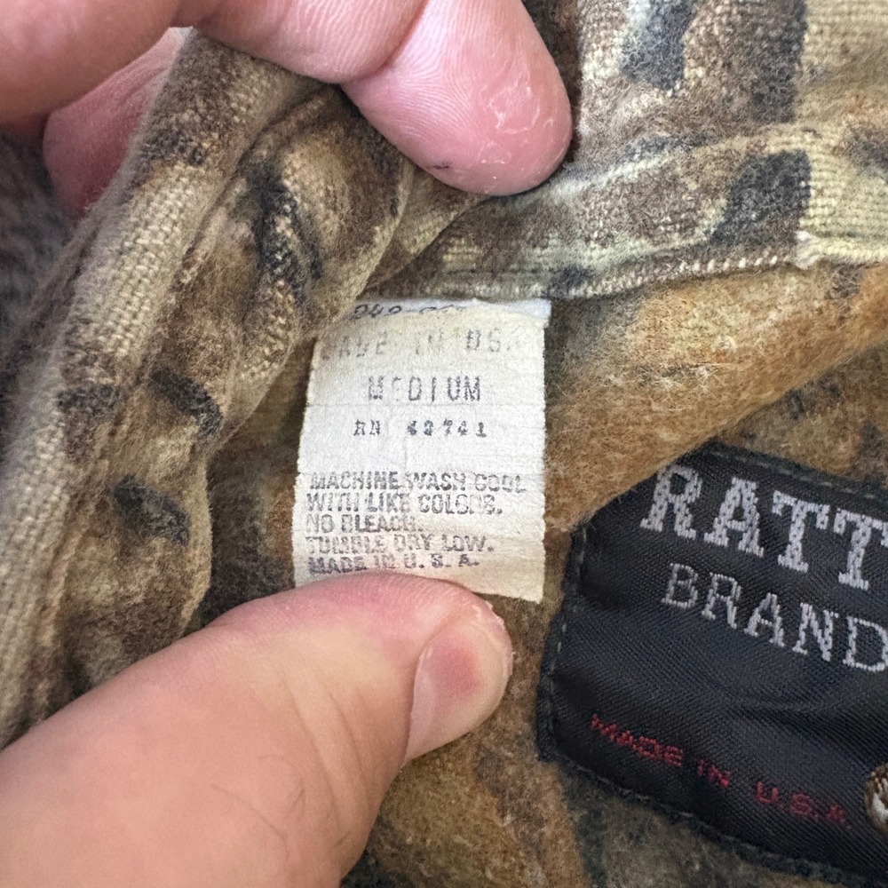Rattlers Brand Shirt Mens Medium Realtree Camo Hunting Flannel Made in USA Brown - Picture 4 of 8